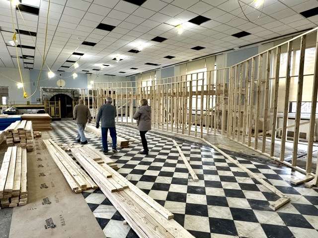 The lobby of the new House of Magic undergoes construction.