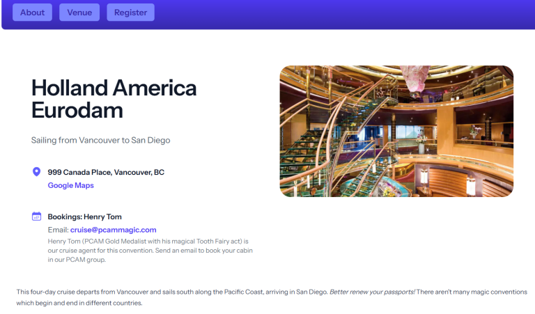 Holland America Eurodam- PCAM Convention screenshot web 05042025
