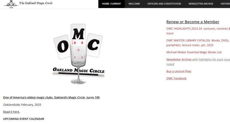 Screenshot web home 05042025 Oakland Magic Circle Screenshot web home 05042025 Oakland Magic Circle